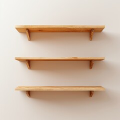 Stylish Empty Wall-Mounted Bookshelf on Smooth Light-Colored Wall for Modern Design Ideas