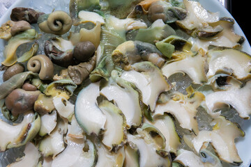 sashimi of sea snail on the dish