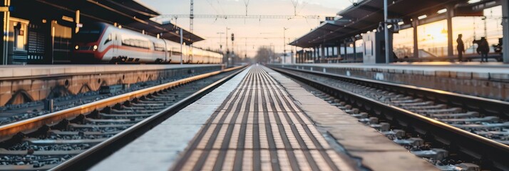 Close-up of a railway engineer team in a discussion, with a modern train station in the backdrop