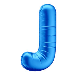 3D Alphabet Letter J in Blue Balloon for Father's Day, Boy's Birthday with Transparent Background