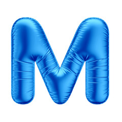 3D Alphabet Letter M in Blue Balloon for Father's Day, Boy's Birthday with Transparent Background