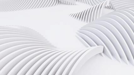 Abstract Curved Shapes. White Circular Background.