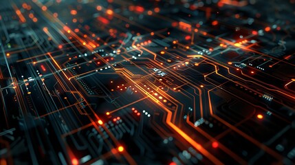 Digitally Generated Image Representing Computers, Electronics, and Technology Concepts in a Modern and Abstract Design