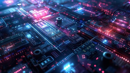 Digitally Generated Image Representing Computers, Electronics, and Technology Concepts in a Modern and Abstract Design