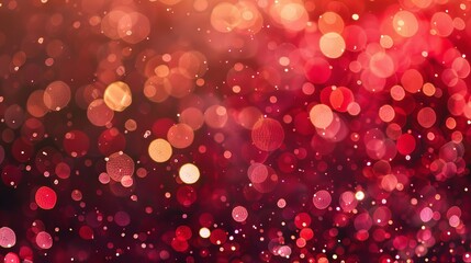 Festive Red Glitter Background with Sparkling Circles and Bubbles, Perfect for Christmas Celebrations and Holiday Event Decorations