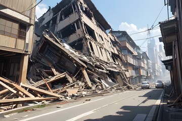 災害で倒壊した建物　地震　台風