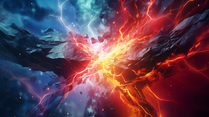 " 相対的な赤と青のエナジーのバトル ."