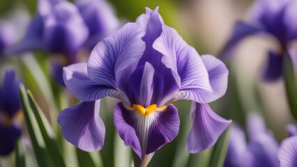 Photo of a Ayame (Iris) - Iris ensata Flower Generative AI