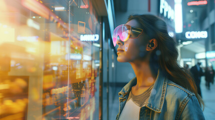 Obraz premium Urban Retail Revolution: AI Holographic Ads