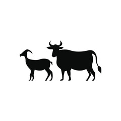 silhouettes of animal icon cow and goat design vector template