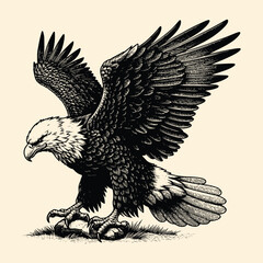 eagle Vector illustration with old engraving vector style.