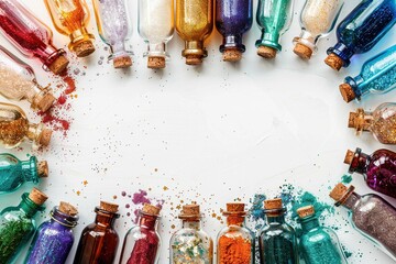 Fairy dust bottles on white backgrounds