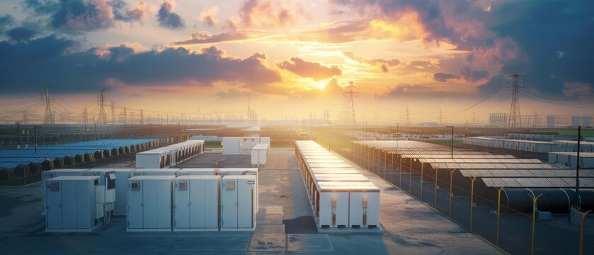 A battery storage facility showcasing advanced energy storage solutions for green energy