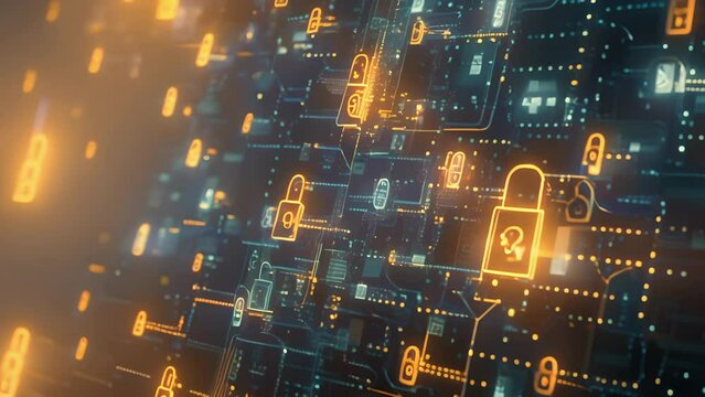 A wall of encryption algorithms shielding against cyber criminals and hackers.