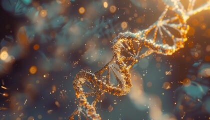 A digital rendering of DNA molecules, emphasizing the intricate patterns and sequences of genetic material