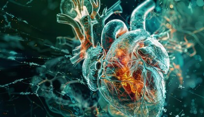 A digital scan of a diseased heart, highlighting areas of concern with cuttingedge imaging technology