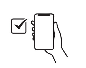 flat design hand holding phone 