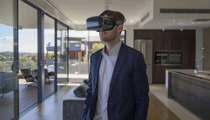 A real estate agent using a hightech virtual reality platform to give potential buyers immersive tours of properties