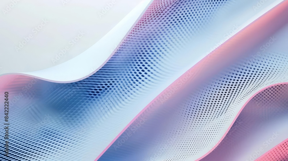 Poster background of diagonal lines halftone effect with a blend of blue and pink gradient geometric shapes