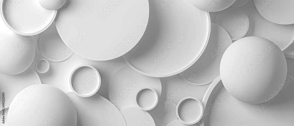 Poster background of elegant circle shape design, featuring dynamic geometric shapes in a clean white minim