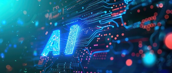 AI atmosphere that reflects innovation and artificial intelligence, blue background