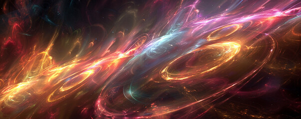 Fototapeta premium Ethereal halos of color swirl in cosmic dance, illuminating the darkness with celestial grace.