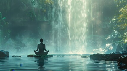 Obraz premium Serenity at the Waterfall