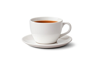 White Coffee Cup with Saucer | Isolated on Transparent & White Background | PNG File with Transparency 
