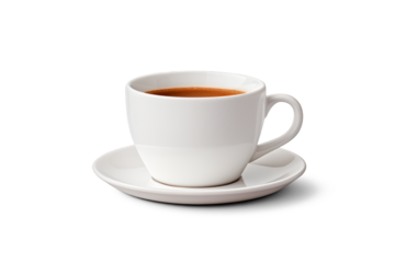 White Coffee Cup with Saucer | Isolated on Transparent & White Background | PNG File with Transparency 