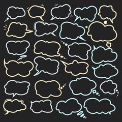 colorful line speech bubble conversation bubble hand draw set element