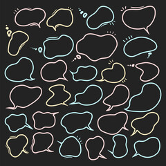 colorful line speech bubble conversation bubble hand draw set element