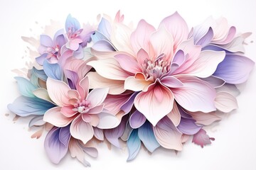 Obraz premium Whispering Blossom: Intricate 3D Floral Bloom in Watercolor Style