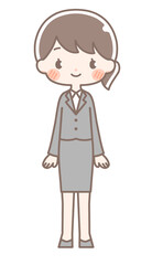 スーツの女性イラスト｜全身