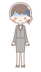 全身｜青ざめる女性イラスト｜スーツ