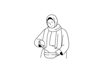 Woman preparing food for break fasting