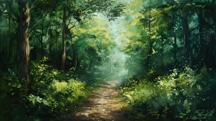 Fototapeta premium Footpath in the forest glimpsed