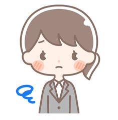 上半身｜モヤモヤする女性イラスト｜スーツ