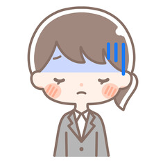 上半身｜青ざめる女性イラスト｜スーツ