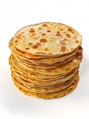 Stacked Roti Flatbreads Ready for Savory Curry Dipping on White Background in Chibi Style