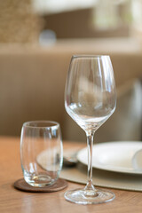 empty wine glass on the table