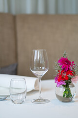 empty wine glass on the table