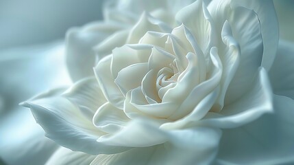 Close-up of a gardenia bloom, capturing the pristine white petals and fragrant center