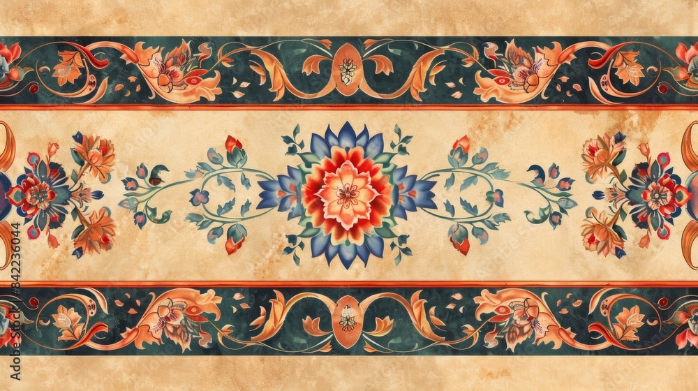 Poster digital design featuring an intricate mughal style border