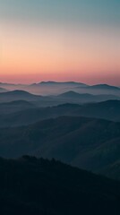 Mountain Silhouette Layers at Sunset