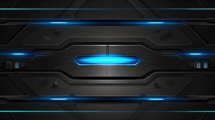 Dark grey black abstract background with blue glowing lines design for social media post, business, advertising event. Modern technology innovation concept background