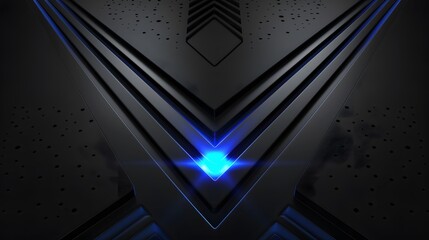 Obraz premium Dark grey black abstract background with blue glowing lines design for social media post, business, advertising event. Modern technology innovation concept background