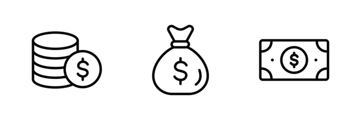Money icon, Finance icon set vector