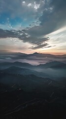 Mountain Silhouette Layers Captured by Aerial Drone