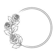 Flower circle frame border. invitation border