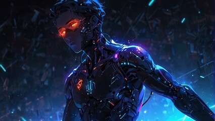 アンドロイド風の男性イラスト,Generative AI AI画像
